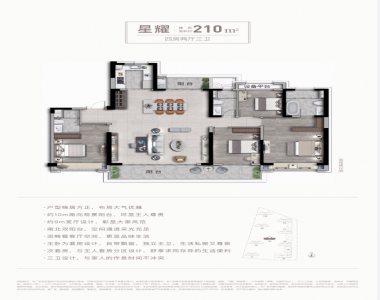 210 4室2厅3卫 210平